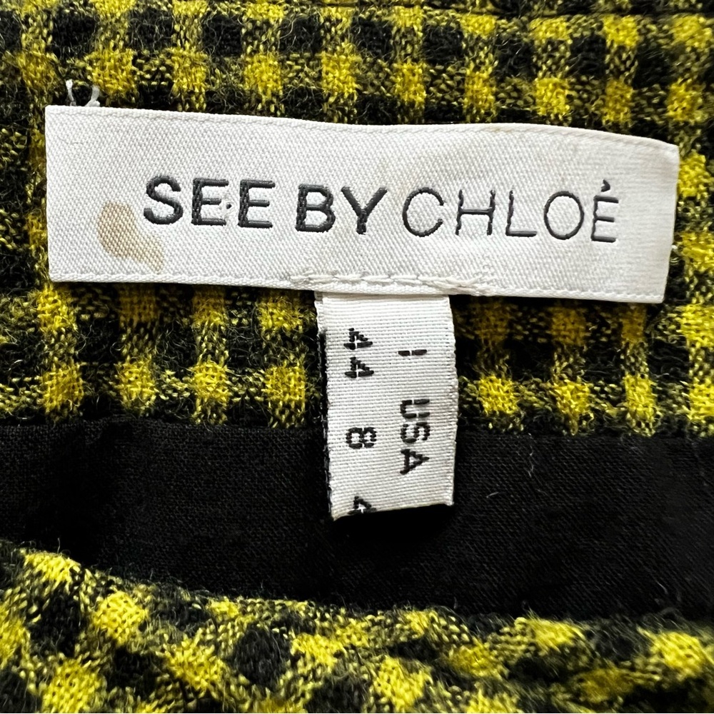 See By Chloé Virgin Wool Gingham Shift Dress French Mod Career Chic Size 8 - Picture 13 of 15